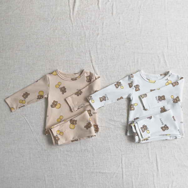 Baby's Bear Design Long Sleeve Top with Pants Pajama Set