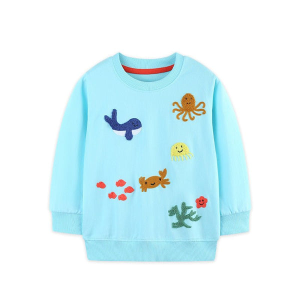 Toddler/Kid Girl Cute Sea World Embroidery Design Sweatshirt