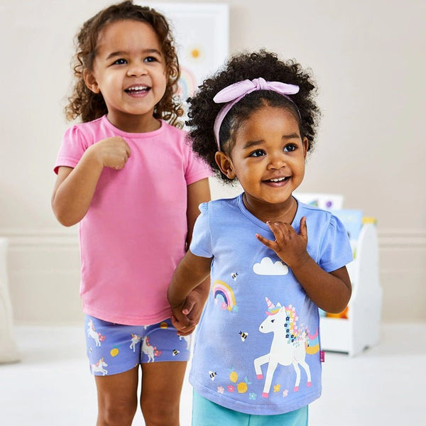Toddler/Kid Girl Floral Unicorn Design Purple T-shirt