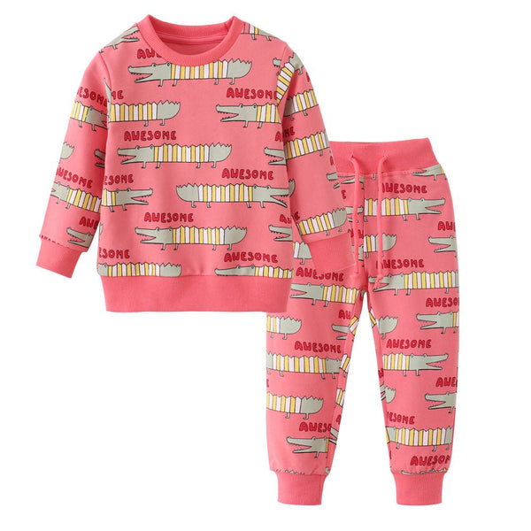 Toddler/Kid's Awesome Crocodile Print Sweatshirt and Pants Set
