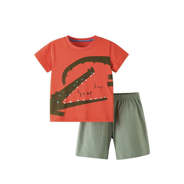 Toddler/Kid Boy Cartoon Crocodile T-shirt and Shorts Set