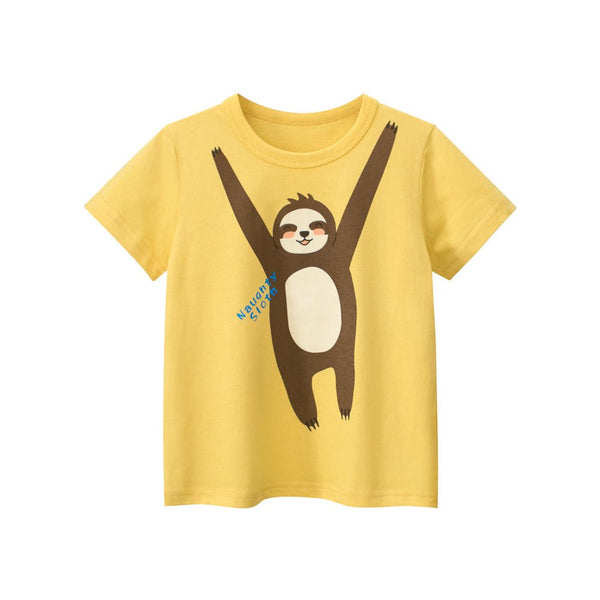 Toddler/Kid Boy Cartoon Sloth Print Yellow T-shirt