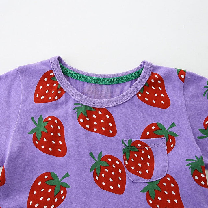 purple strawberry dress Toddler/Kid Girl's Strawberry Print Design Purple Dress 7