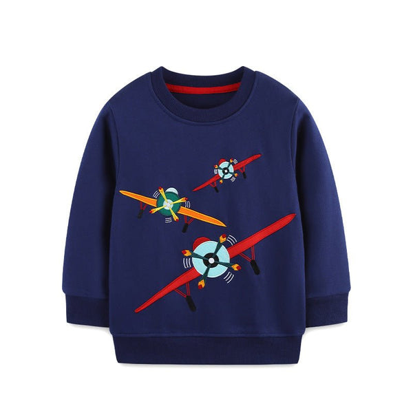 Toddler/Kid Boy Aircraft Embroidery Design Sweatshirt