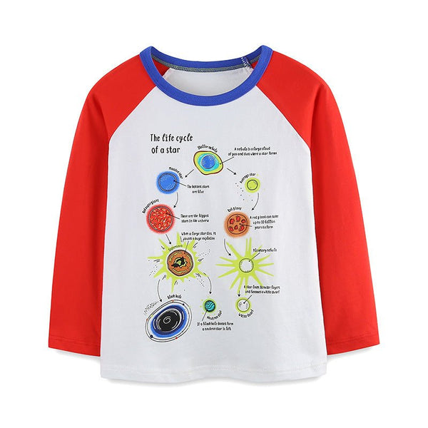 Toddler/Kid Boy's Long Sleeve Life Cycle of A Star Print Design T-Shirt