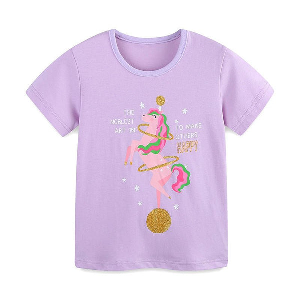 Toddler/Kid Girl Happy Pink Unicorn Purple T-shirt