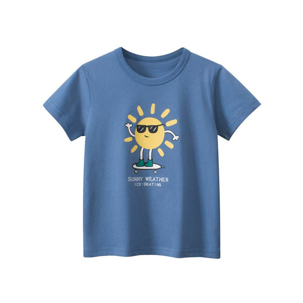 Toddler/Kid Boy's Short Sleeve Sunny Weather Design Blue Tee
