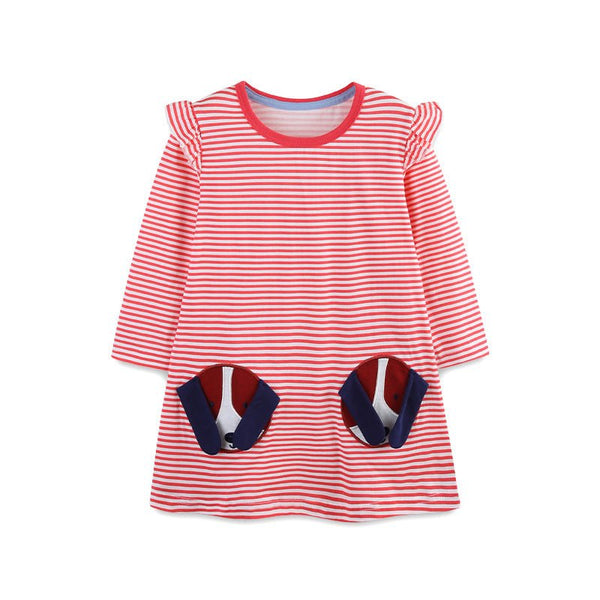Toddler/Kid Girl Long Sleeve Cute Puppy Embroidery Dress