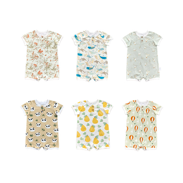 Baby's Animal + Mixed Prints Short Sleeve Onesie (6 Designs)