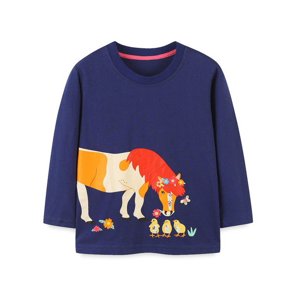 Toddler/Kid Girl Floral Pony Long Sleeve Shirt