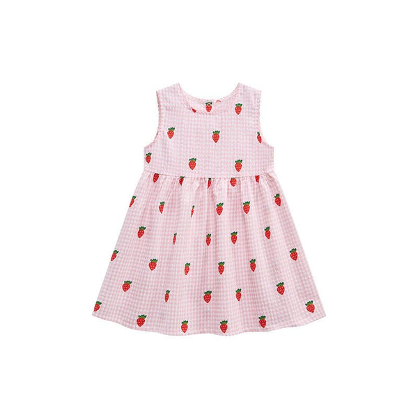 Toddler/Kid Girl's Sleeveless Cute Strawberry Print Design Dress