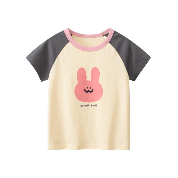 Toddler/Kid Girl's Short Sleeve Sweet Smile Bunny Design T-shirt