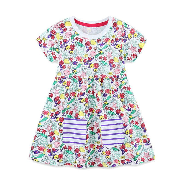 Toddler/Kid Girl's Sea World Print Design Dress