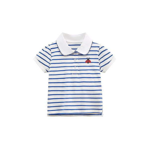 Toddler/Kid Girl's Short Sleeve Little Ladybug Design Striped Polo Shirt