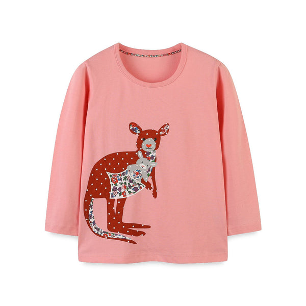 Toddler/Kid Girl's Kangroo Design Pink Cotton T-shirt