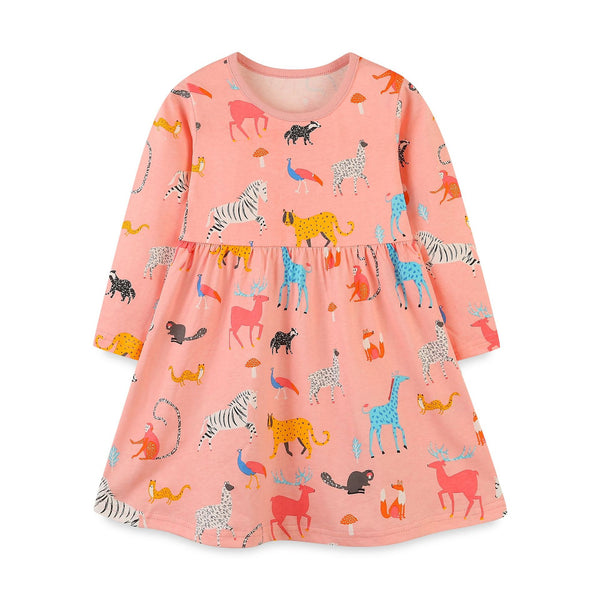Toddler/Kid Girl's All-over Animal Print Design Pink Dress