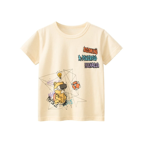 Toddler/Kid's Short Sleeve Cartoon Bear Print Design T-Shirt