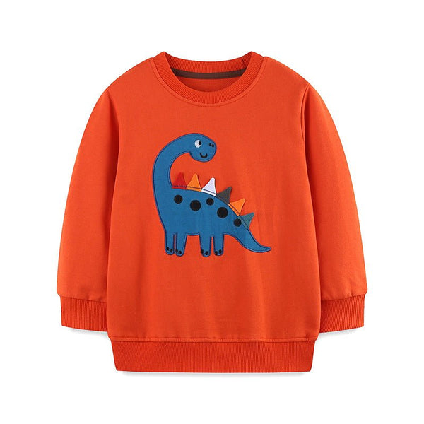 Toddler/Kid Cute Cartoon 3D Dinosaur Embroidery Design Sweatshirt