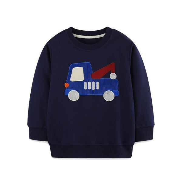 Toddler/Kid Boy Blue Truck Embroidery Design Sweatshirt