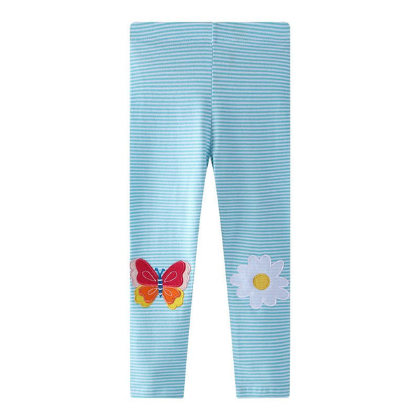 Toddler/Kid Girl's Cartoon Butterfly Design Blue Leggings