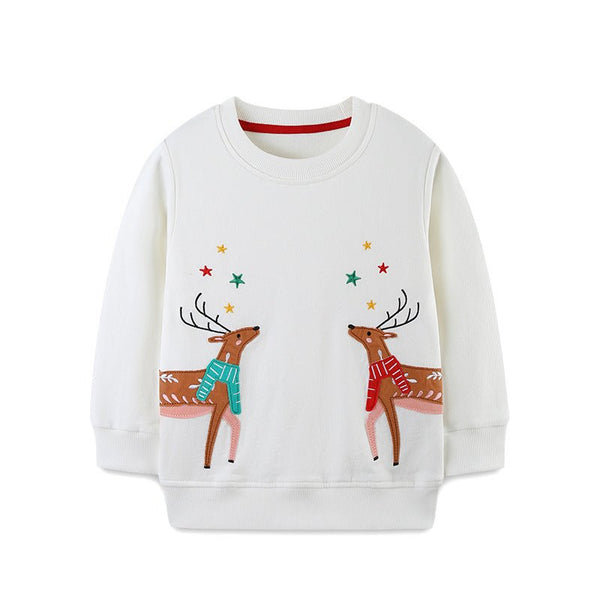 Toddler/Kid Girl Deer and Stars Embroidery Design Sweatshirt