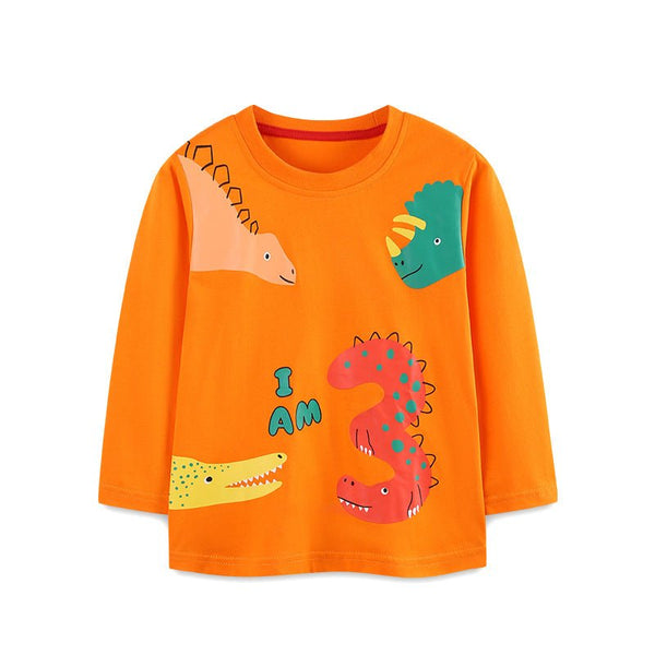Toddler/Kid Boy Long Sleeve "I Am Crocodile" Print Design Orange T-Shirt