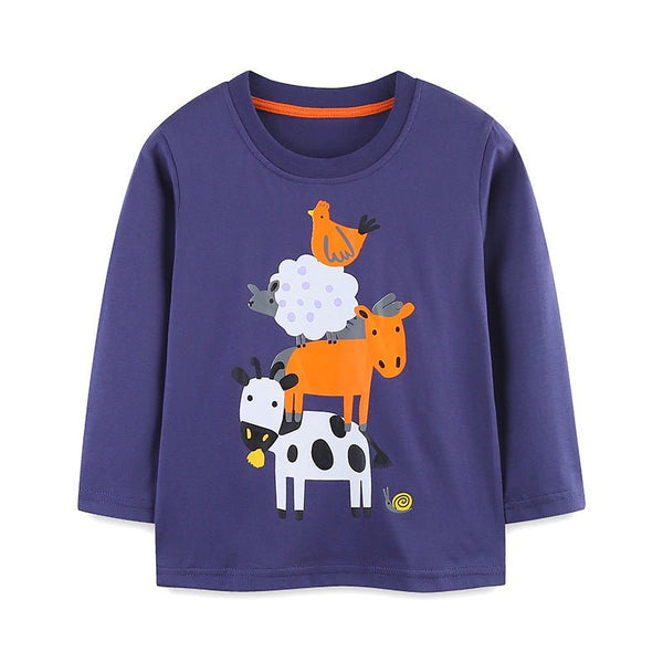 Toddler/Kid Boy Cartoon Animals Print Long Sleeve Shirt
