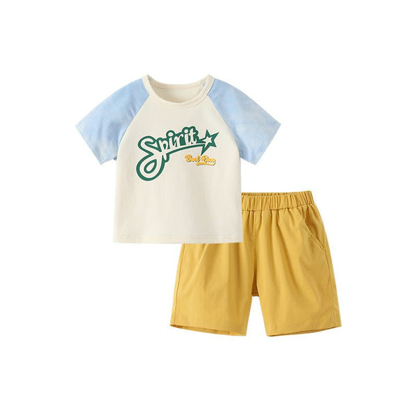 Toddler/Kid Boy's Short Sleeve "Spirit Best One" Letter Print Design T-Shirt with Shorts Set