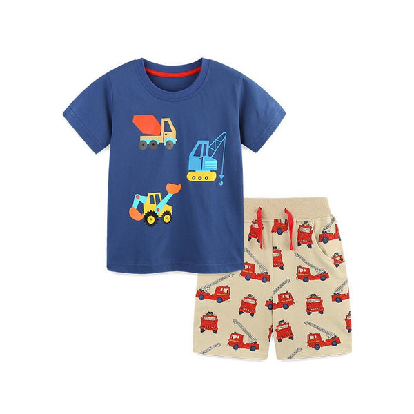 Toddler/Kid Boy Big Vehicles Design T-shirt and Shorts Set