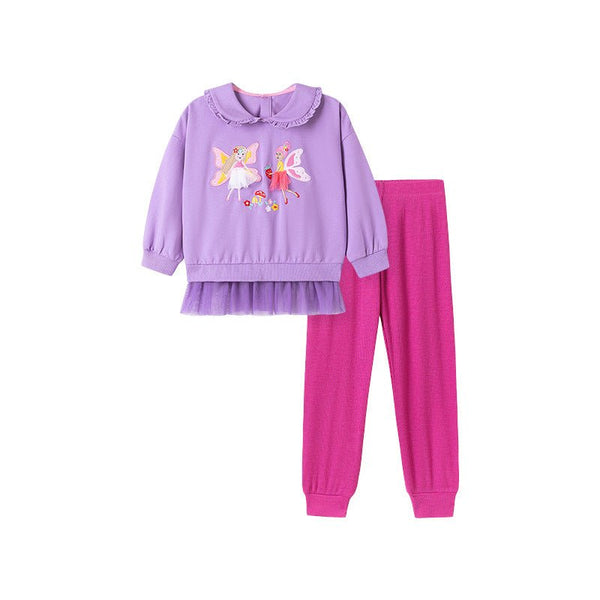 Toddler/Kid Girl Two Cute Fairies Design Sweatshirt and Leggings Set
