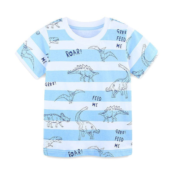 Toddler/Kid Boy Roaring Dinosaurs Blue Stripes T-shirt