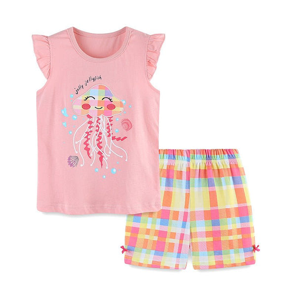 Toddler/Kid Girl's Jellyfish Design Tee with Shorts Set