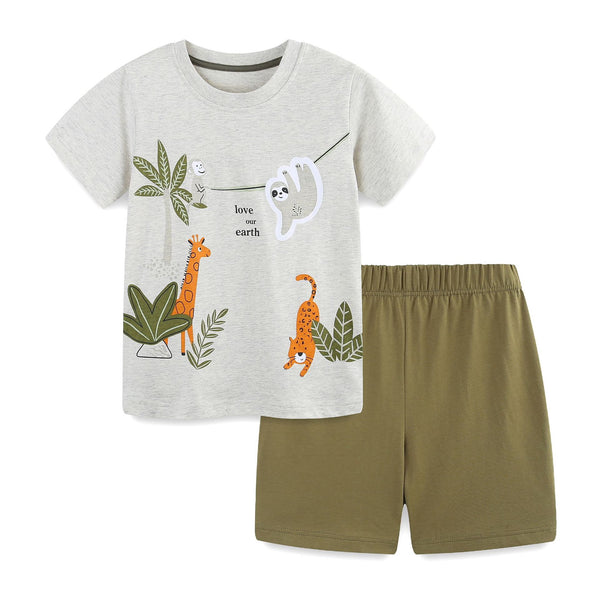 Toddler/Kid Boy "Love Our Earth" Animals T-shirt and Shorts Set