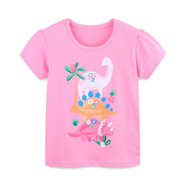 Toddler/Kid Girl Dinosaurs and Flowers Design Pink T-shirt