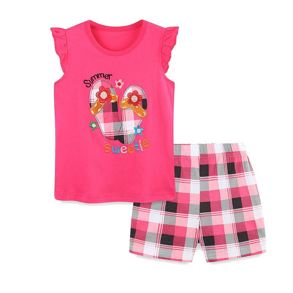 Toddler/Kid Girl Sweet Summer Ruffled Sleeves Top and Shorts Set