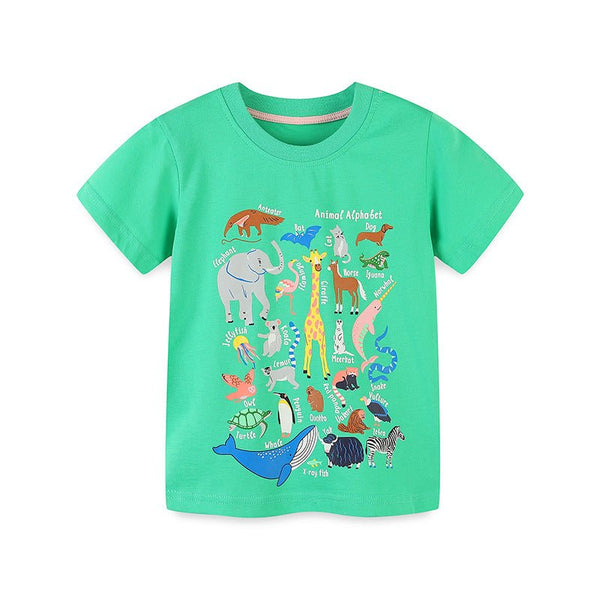 Toddler/Kid's Wildlife Animai Design Green Tee