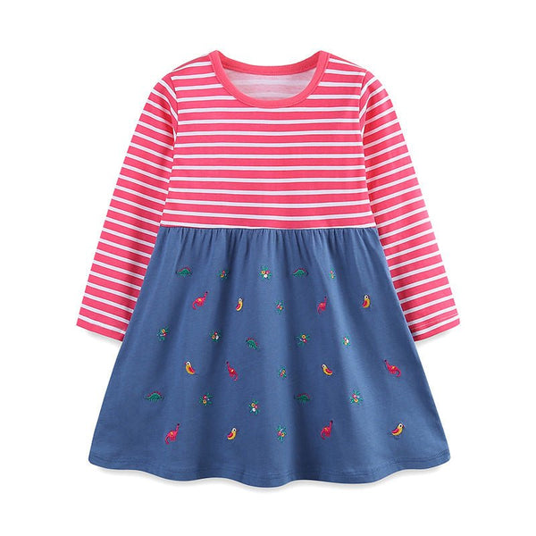 Toddler/Kid Girl's Long Sleeve Mini Animals Design Dress