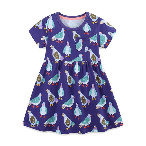 Toddler/Kid Girl's Cute Birds Print Design Dress