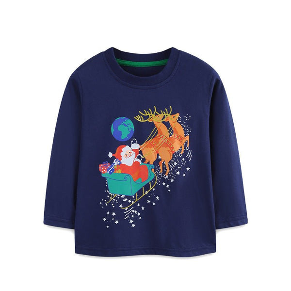 Toddler/Kid's Long Sleeve Santa Christmas Design T-Shirt