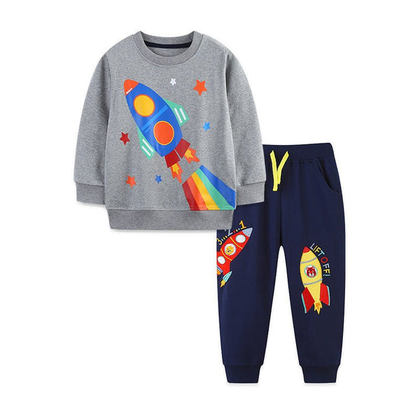 Toddler/Kid Boy Rocket Design Sweatshirt and Pants Set