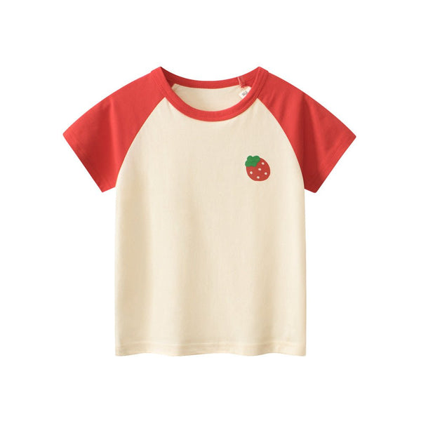 Toddler/Kid Girl's Short Sleeve Little Strawberry Print Design T-Shirt