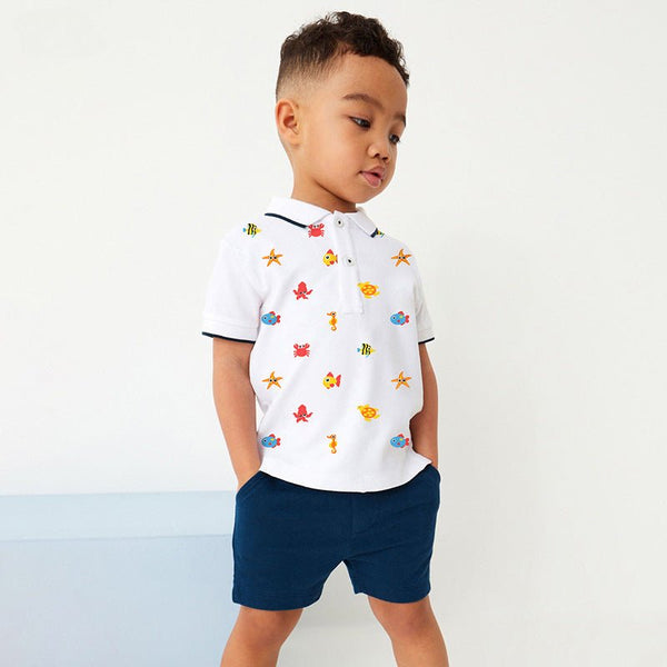 Toddler/Kid Boys Cartoon Ocean World Design Tee with Shorts Set