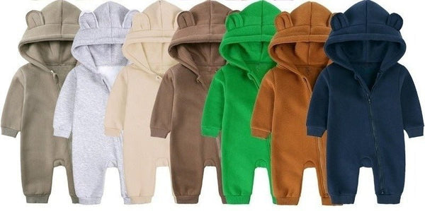 Baby 3D Bear Ears Design Fall-Winter Jumpsuit (7 Colors)