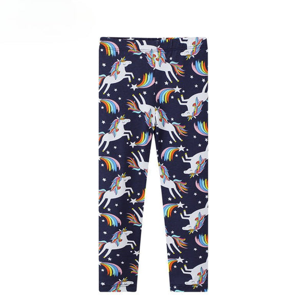 Toddler/Kid Girl's Cartoon Rainbow-colored Unicorns Print Design Leggings