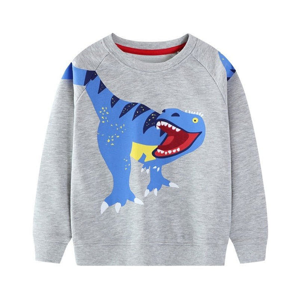 Toddler/Kid Boy Blue Dinosaur Print Design Gray Sweatshirt