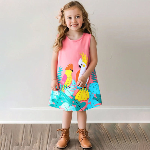 Toddler/Kid Girl's Sleeveless Pink Cotton Dress