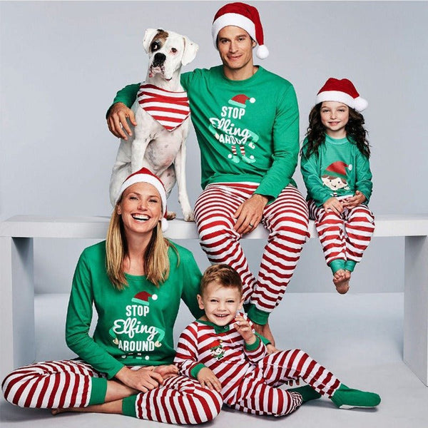 Family Matching Green Christmas Style Design Pajama