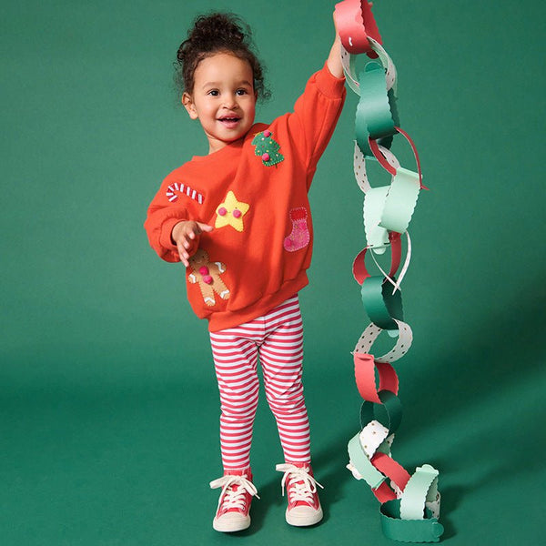 Toddler/Kid Girl Gingerman and Star Embroidery Design Sweatshirt and Leggings Set