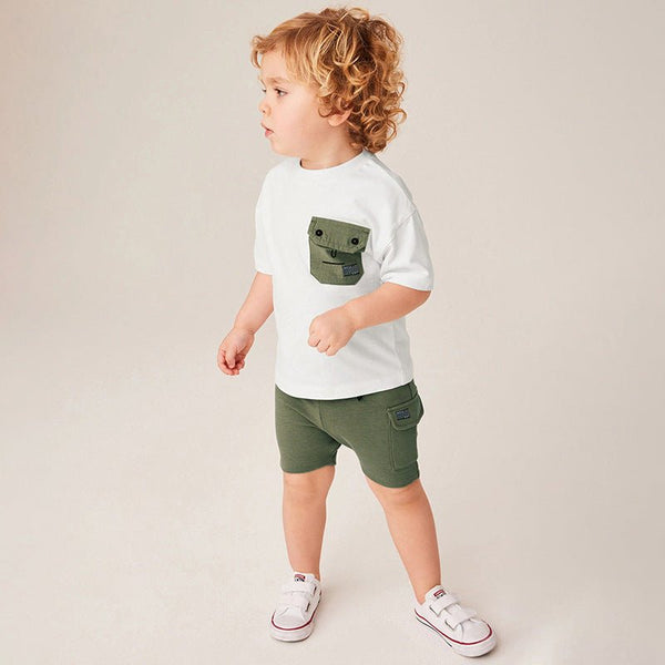 Toddler/Kid Boy's Green Pocket Design T-Shirt with Shorts Set
