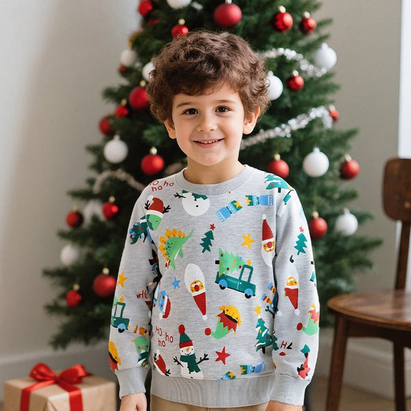 Toddler/Kid Boy Santa and Christmas Tree Print Design Sweatshirt